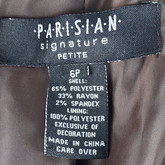 Parisian Signature Women's 2 Pc Brown Pantsuit. Jacket Size 6P. Pants Size 6 - Picture 14 of 16